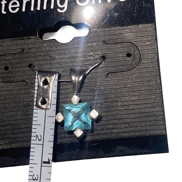 Sterling Silver Jewelry - NEW Elegant Silver .925 Pendant with Blue Gemstone Great Christmas Gift